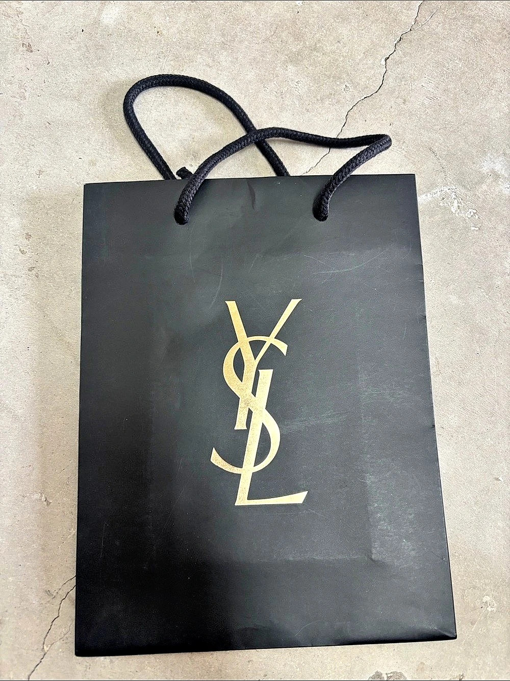 Saint Laurent Black Logo Paper Shopping Bag